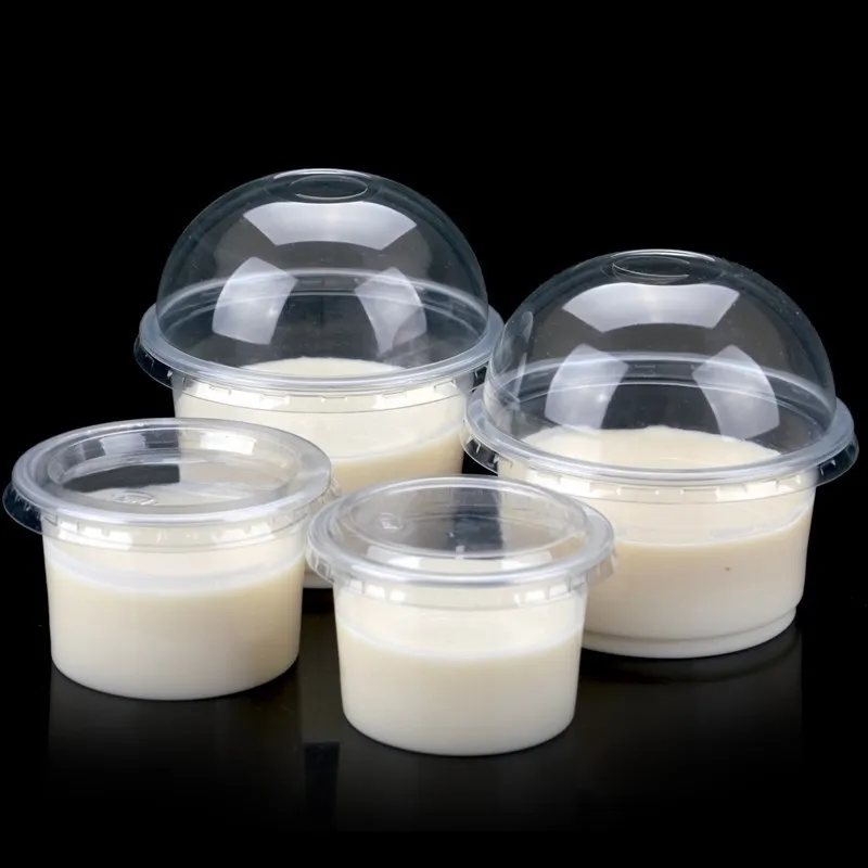 

100 Set Disposable Pudding Cup Plastic sauce cups lid jelly Bowl Dessert yogurt small mini box home party Wedding 4/5/8/10oz