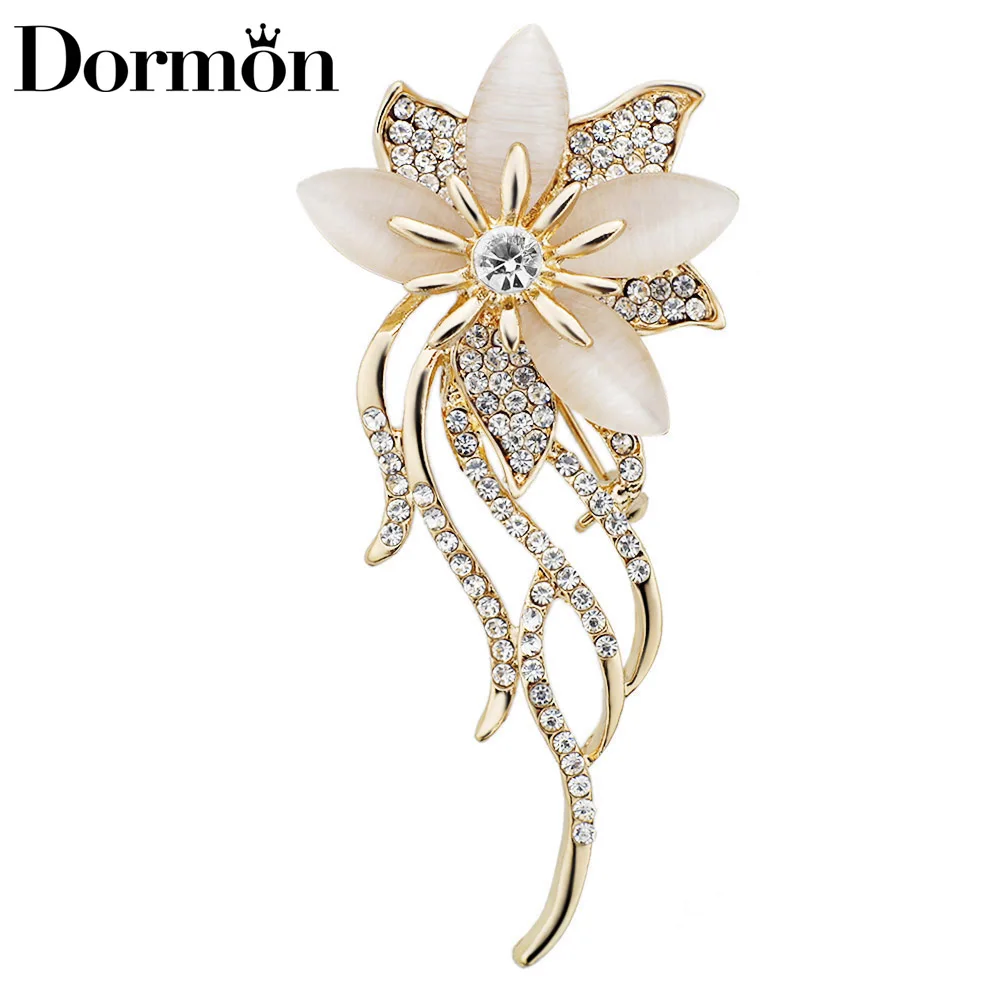 DORMON Large Fancy Flower Brooch Opal Brooches For Women Ladys Gift