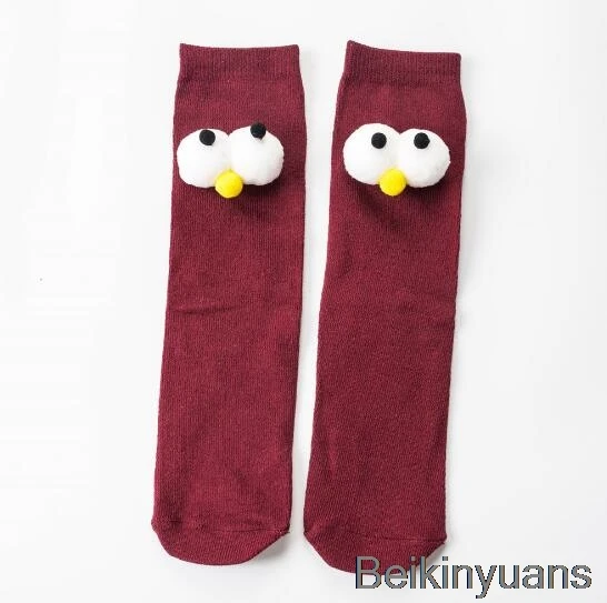 Осенне-зимние детские носки для мальчиков и девочек новые носки для малышей с милым цыпленком стерео носки для мальчиков и девочек 8-25 лет - Цвет: Red wine