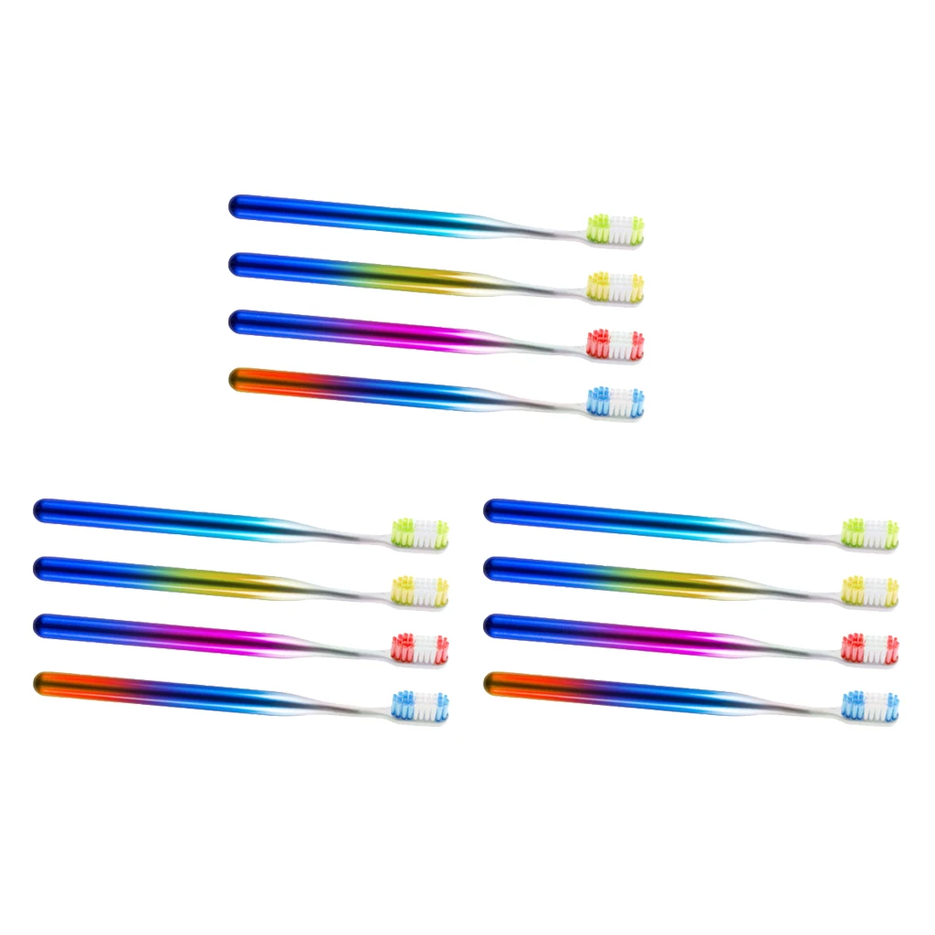 12 X Unisex Toothbrush Double Colorful Hard Bristles Tooth Brush For Travel Hotel