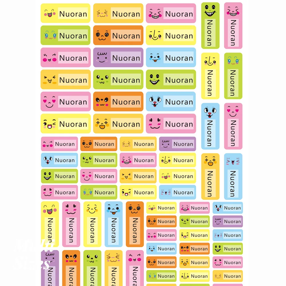 

73Pcs Smile Expression Sticker Personalized Custom Name Stickers Waterproof Decals Tag Label For Children Camp School Stationery