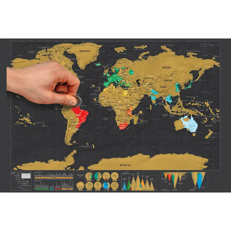 

Travel Scratchable World Map Added Bonus Traveller Adventure maps Easy to Scratch Best Personalised Gift YZ
