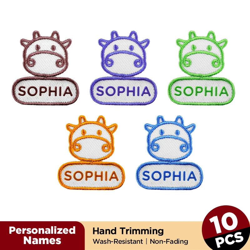 

Baby Bibs Accessories Personalized Names Stickers Kids Name Stick Sewn on School Bag Newborn Feeding Bib Cloth Embroidery
