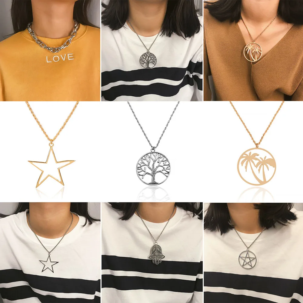 

Bohemian Necklace 2019 For Women Girl Gold Color Water Droplets Fashion Flower Necklaces Pendants Female Statement Jewelry Gift