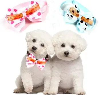 

Pet puppy Cat Dog pink/blue polka dots bow tie necklace collar bowknot necktie grooming for pet supplier decoration Costume
