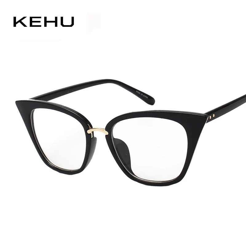 

KEHU New Fashion Cat Eyes Retro Eyewear Brand Designer High Quality Clear Print Glasses Women Unique Solid Eyelasse H1774