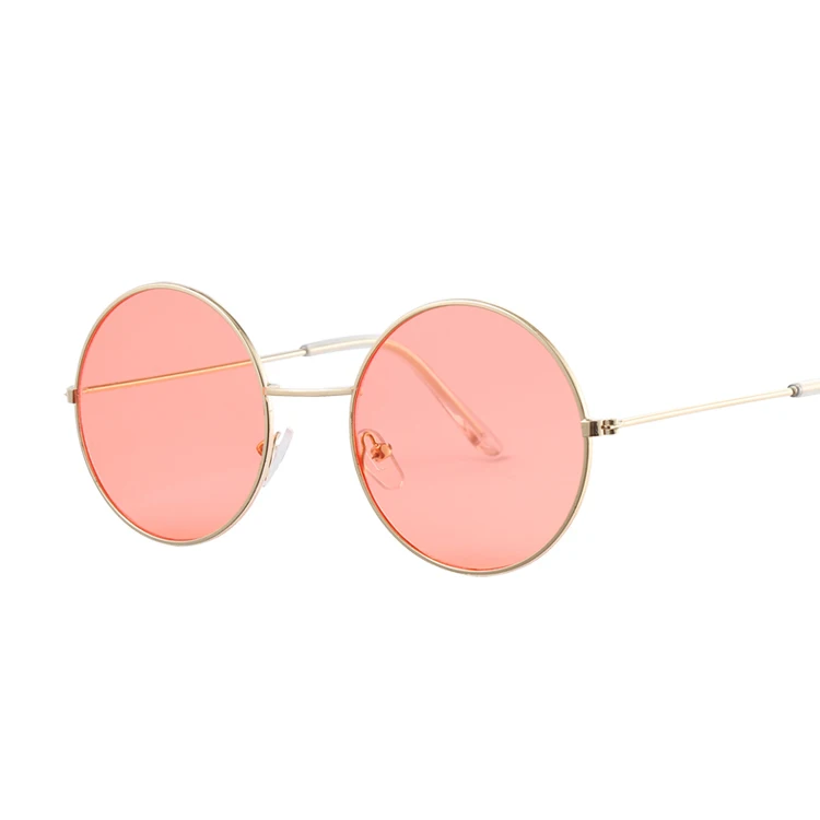 Брендовые дизайнерские женские круглые солнцезащитные очки, модные винтажные металлические оправы, океанские солнцезащитные очки для женщин, тени, овальные женские очки - Цвет линз: Gold Red