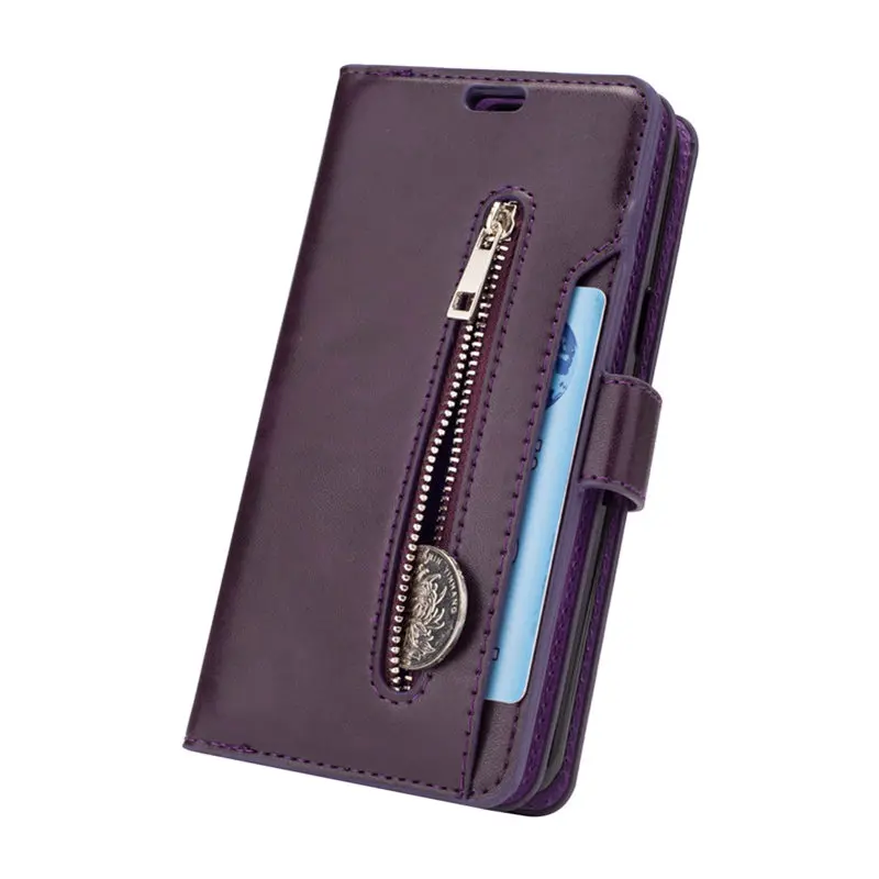 Hoesje Coque Funda, чехол для iPhone X, 6, 6 S, 7, 8 Plus, 6 Plus, 7 Plus, 8 Plus, Роскошный чехол из искусственной кожи с 9 карманами для карт, откидной кошелек - Цвет: Violet