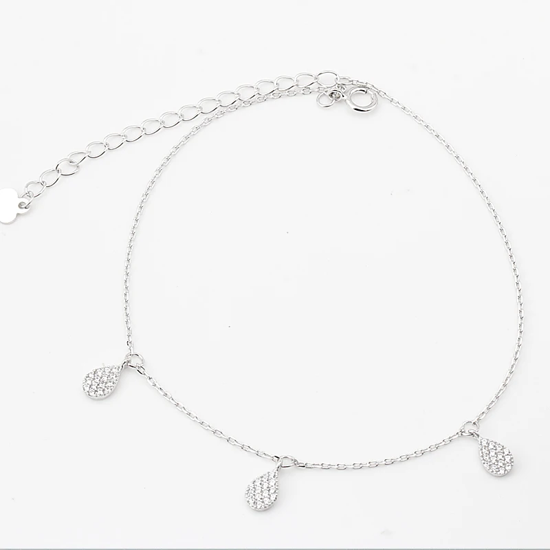 

Silver 925 Anklets Bracelet for Women with Small Zircon Decoration Sandals Beach Chain of Foot Anklets Female Jewelry