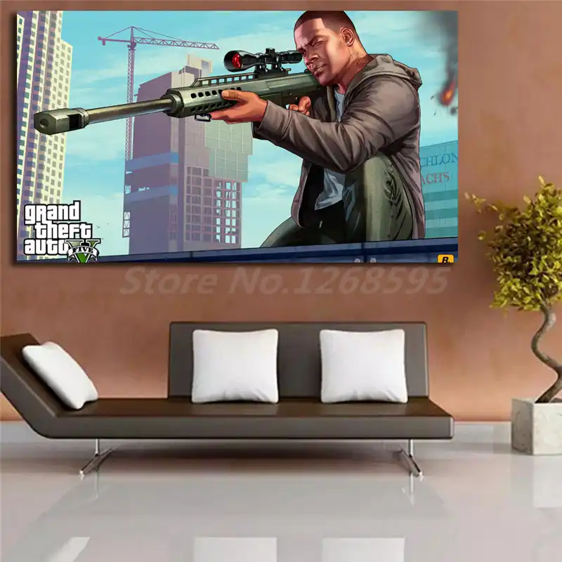 フランクリンクリントン Gta 5 壁紙 Hd キャンバスポスタープリント絵画装飾画像現代家の装飾アートワーク Aliexpress