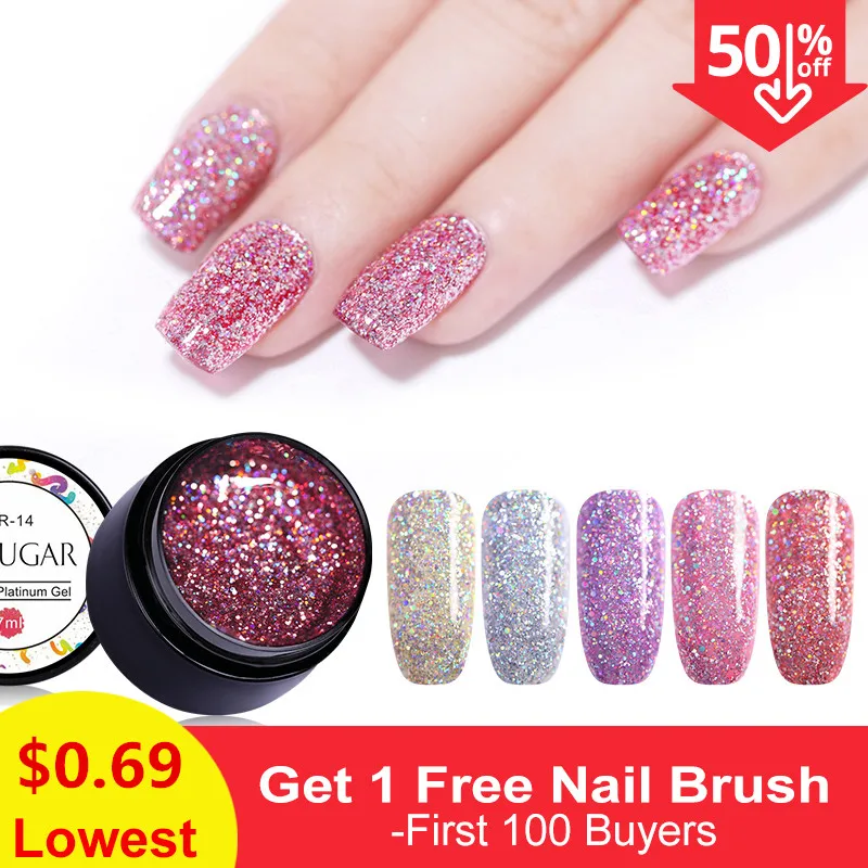 

UR SUGAR 7ml Platinum Nail Gel Polish Shining Rainbow Holographic Glitter Gel Diamond Soak Off UV LED Nail Art Gel Varnishes
