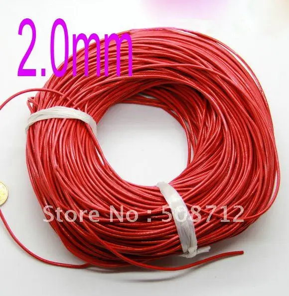 

Free ship!!! 2mm Red color leather cord jewelry findings round leather cord 100meters/roll
