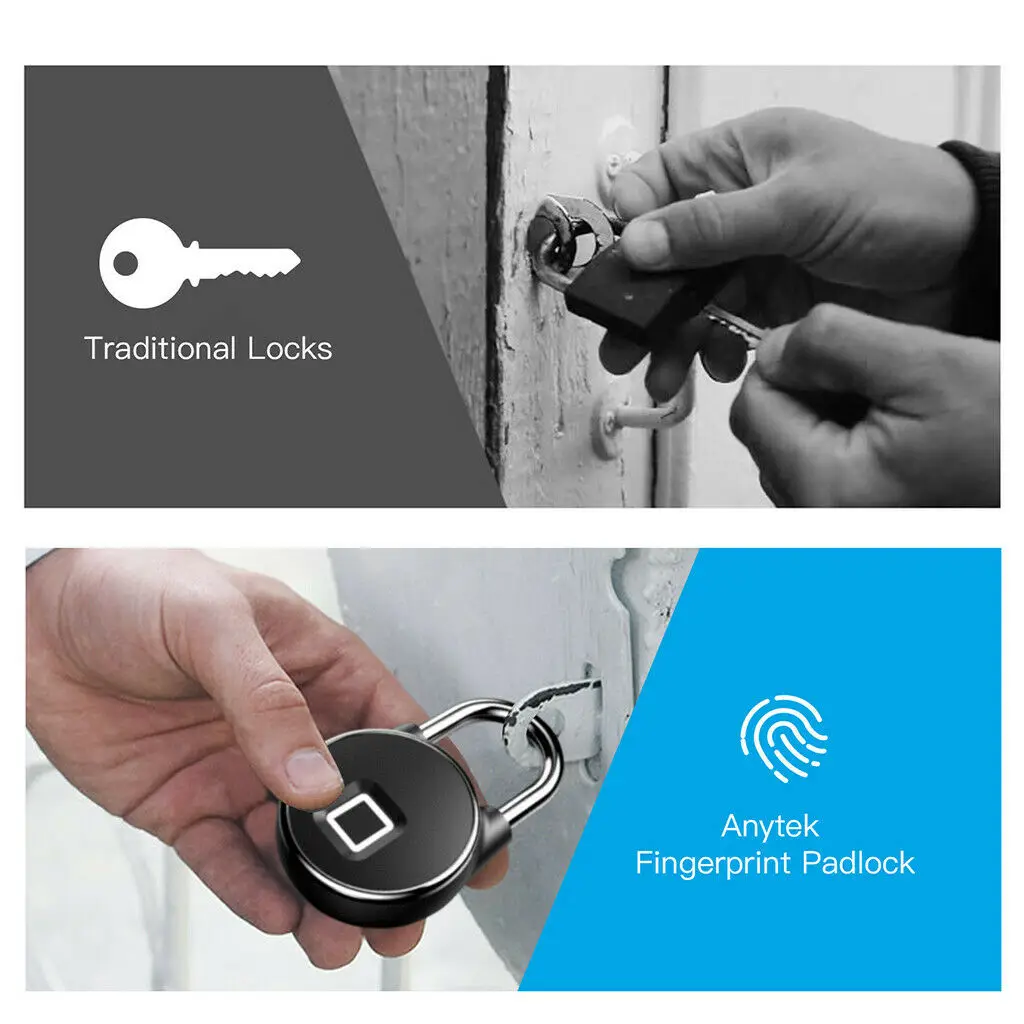 

NEW Waterproof Smart Fingerprint Recognition Security Padlock P22 Door Lock
