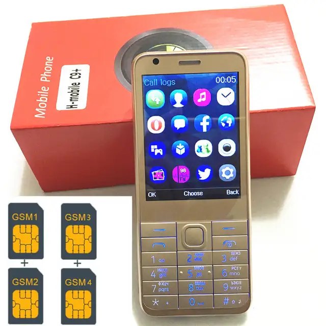 Best Offers 4 Sim Cards 4 Standby 2.8" mobile phone mp3 gsm china 800mAh battery Phone Cheap PHONES Russian keyboard key button H-mobile C9