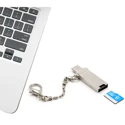 2 в 1 Ultra Портативный TF Card Reader Тип-C USB 3.0 Тип для Micro SD слот адаптер для MacBook смартфон OTG с кольцом для ключей