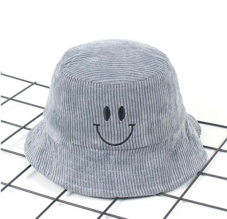 Зимняя детская Панама унисекс со смайликом детские шапки в стиле хип-хоп Gorro для мальчиков и девочек, пляжная шляпа от солнца для рыбалки - Цвет: grey