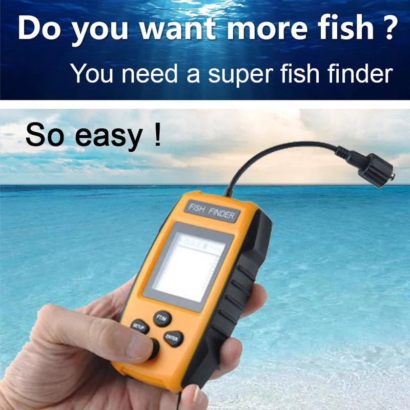 

Portable Fish Finder Depth Sonar Sounder Alarm Transducer Fishfinder 0.7-100m Fishing Echo Sounder With English Display