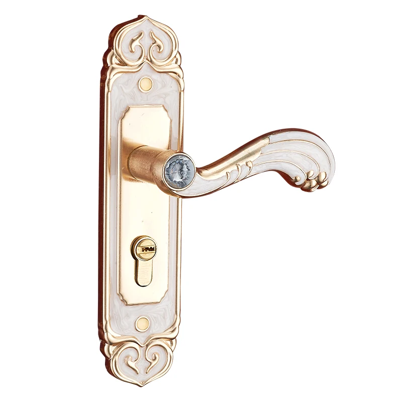  1set Luxury aluminum interior door handle key lock Fashion Room Bedroom Kitchen Mechanical Locks Fu - 32910976385
