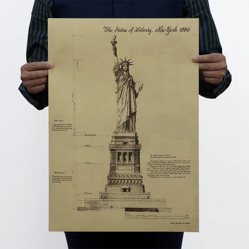 Статуя Свободы, США, винтажная крафт-бумага, Классический плакат, украшение стены дома, художественные журналы, ретро плакаты и принты