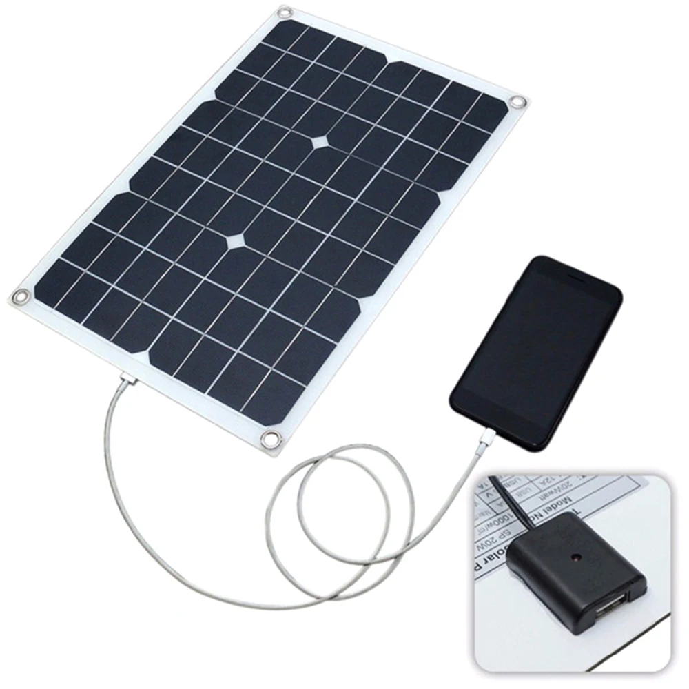 

DC5V/DC18V 20W Dual Output Solar Charging Panel with USB Interface Car Charger IP65 Waterproof Outdoor Lighting Accessories