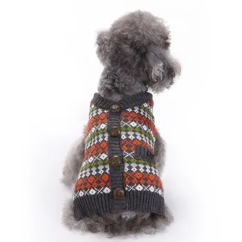 

Autumn/winter Wool Pet Dog Sweaters Christmas Academy Style Noble Button Knitting Sweater for Small and Medium Pet Dog Clothes