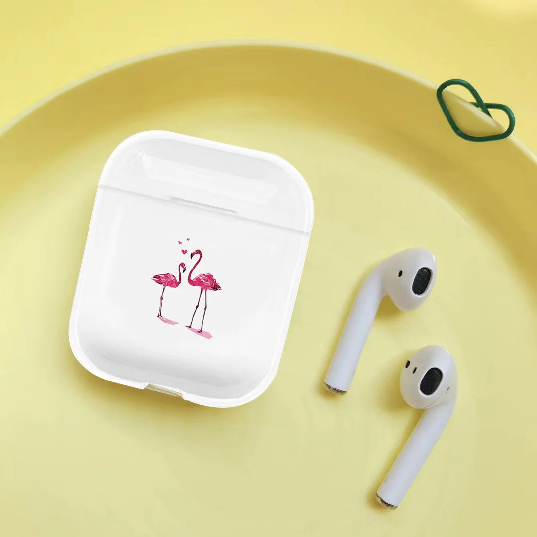 Прозрачный чехол для Apple Airpods 1/2 с милым мультяшным фламинго, прозрачный мягкий Роскошный чехол для наушников Airpods, чехол s