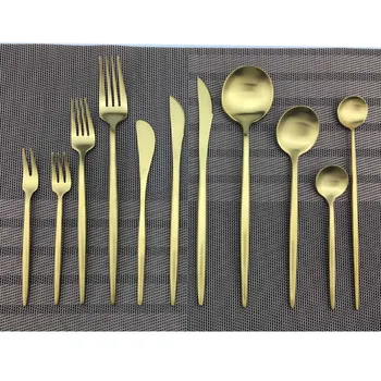

2018 New Luxury Royal Silverware Set Matte Stainless Steel Tableware set Creative Dinner Set Gold/Silver Fork Butter Knife Scoop