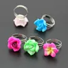 Lovely 50pcs Baby Girl's Fimo Flower Rings Children's Adjustable Polymer Clay Rings Party/Birthday Gift MR69 5