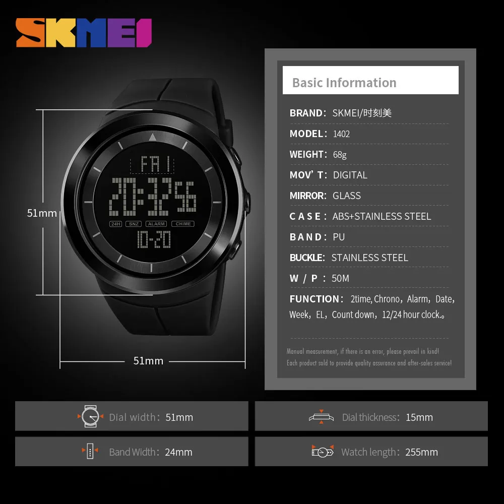 SKMEI 1402 Новинка Relogio Masculino мужские спортивные цифровые наручные часы PU ремешок 50 м водонепроницаемые электронные наручные часы Мужские часы