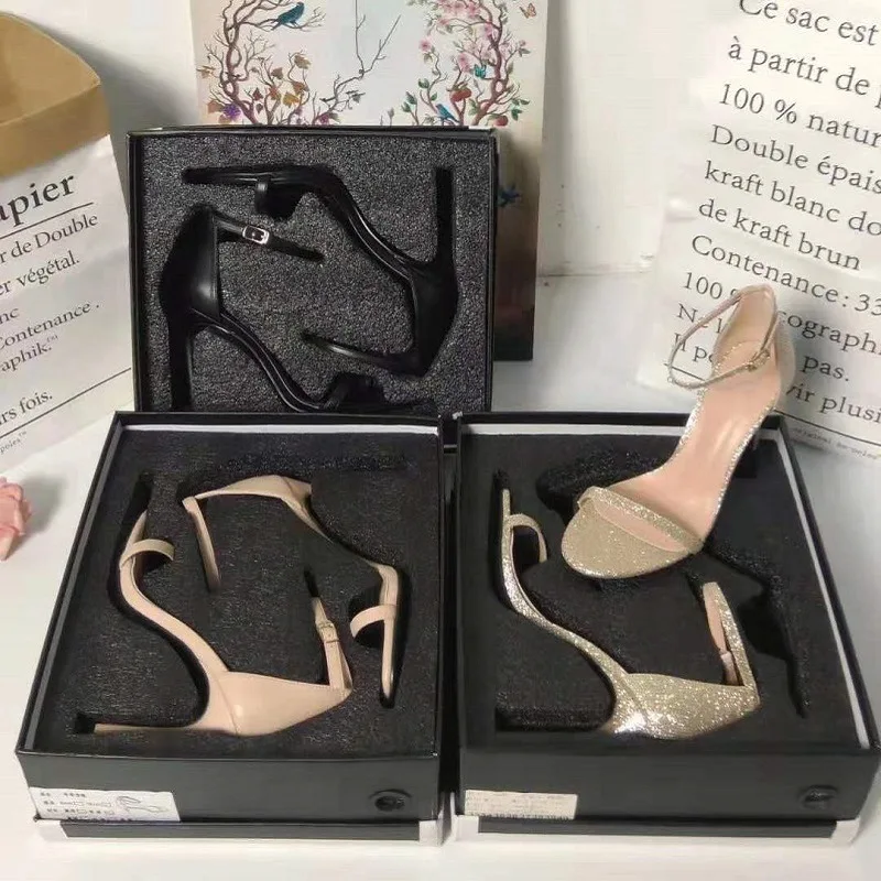 

2019 summer new style simple and simple solid color high heel women Comfortable belt open toe strap high heels