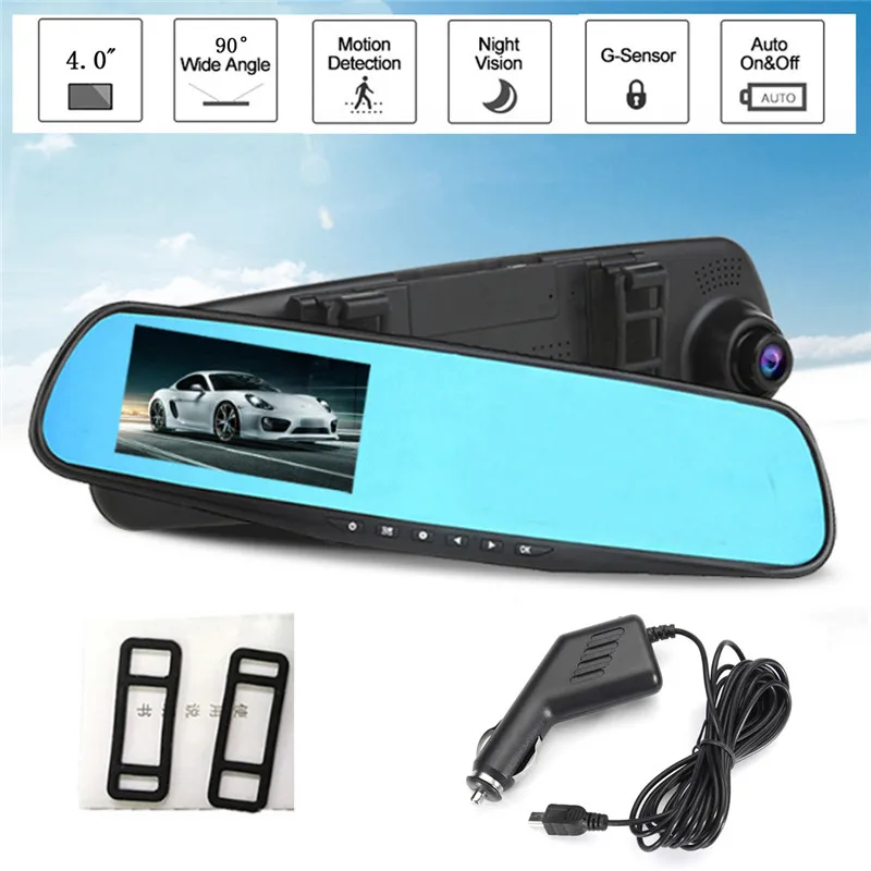 

Kroak 4.0 Inch 720P Car Rear View Mirror Dash DVR Video Recorder Lens Camera Monitor Night Vision