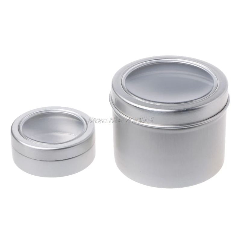 

25/60ml Round Clear Window Tins Storage Spices Case Aluminum Container Box Can