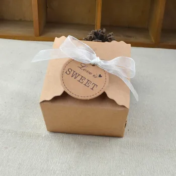 

20pcs Vintage Mini Kraft Paper Box Wedding Gift Favor Boxes Boite Dragee De Mariage Candy Box Packaging with Ribbon and Tag