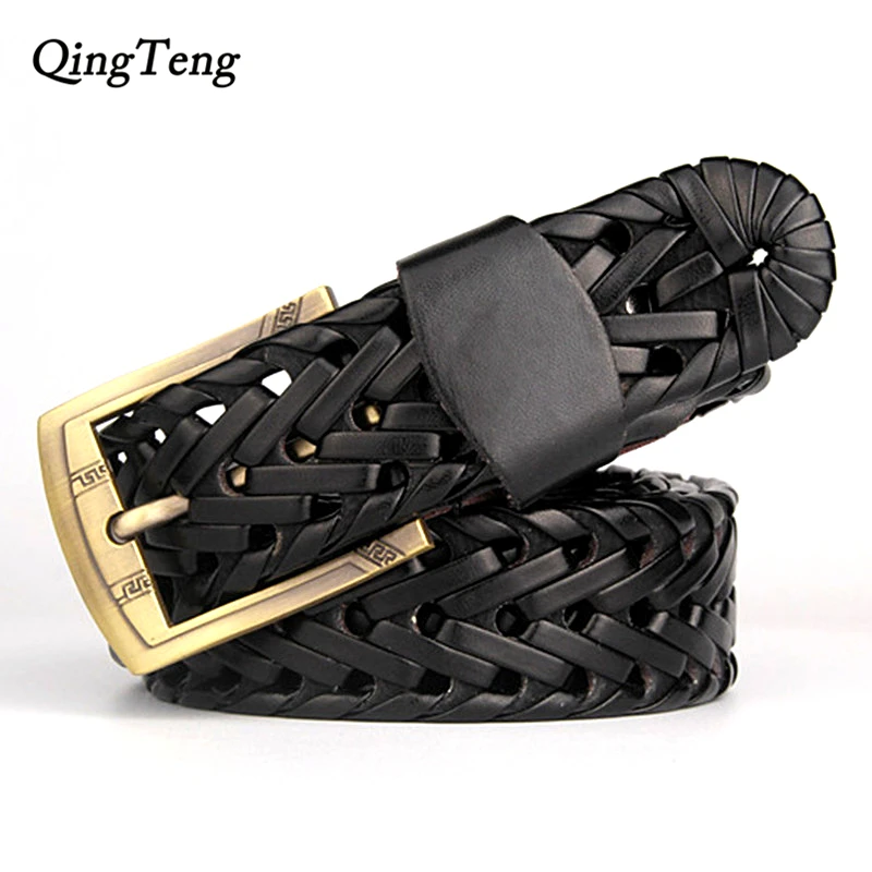 

High Quality Gold Pin Buckle Women Braided Belt Casual Cowboy Designer Faux Leather Women Jeans Belt Soft Hip Strap Dropshipping