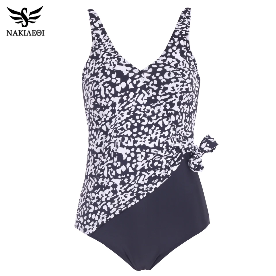 NAKIAEOI 2017 New Print Floral One Piece Swimsuit Women Plus Size Swimwear Vintage Retro Summer Beachwear Bathing Suits Swim 4XL | Спорт и