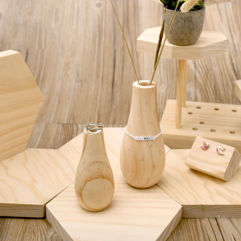 Wood Flower Vase Jewelry Display Props Wood Jewelry Display Props