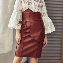 Линетт's chinoiseroy весна осень женские универсальные винтажные юбки с высокой талией из искусственной кожи