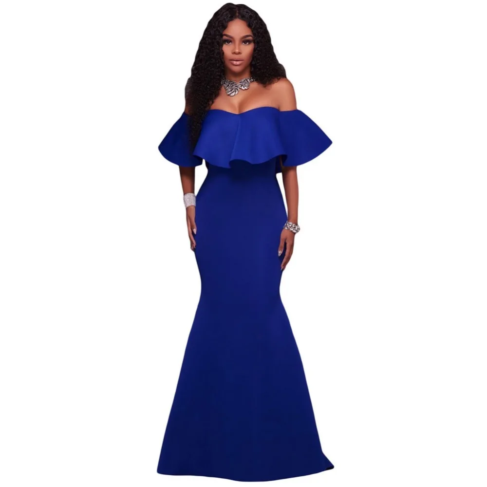 off shoulder ruffle mermaid dress