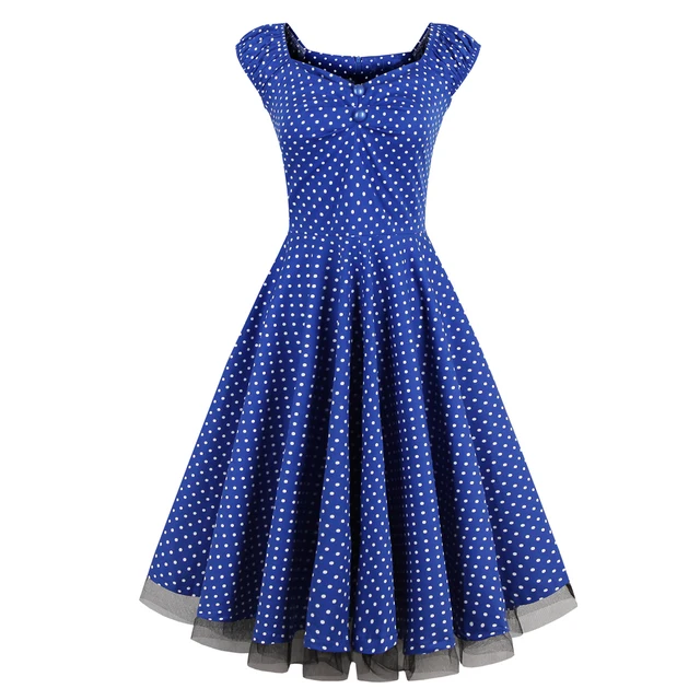 Kenancy Women summer Retro Vintage dress Big swing Party Robe