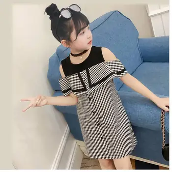 

Baby summer dress new girls baby round neck skirt striped strapless strapless skirt girls plaid dress princess dress