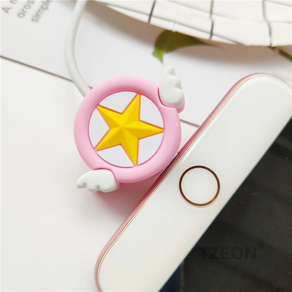 Star Защитный кабель в виде животных, милый мультфильм, аниме, для Iphone, освещение, Macbook, samsung, Тип C, кабель Micro USB, силиконовая линия, защита - Цвет: Star