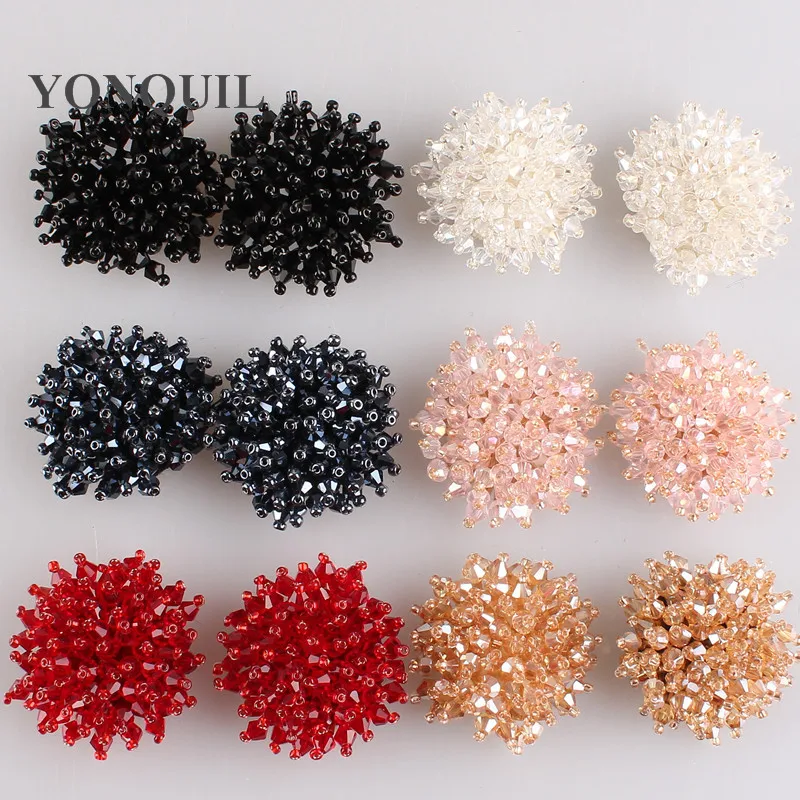 

40 MM Crystal 6 Colors big Round Sew On Rhinestone With Claw Setting felt Back Fancy Stone for hats bag accessories 12pcs/lot