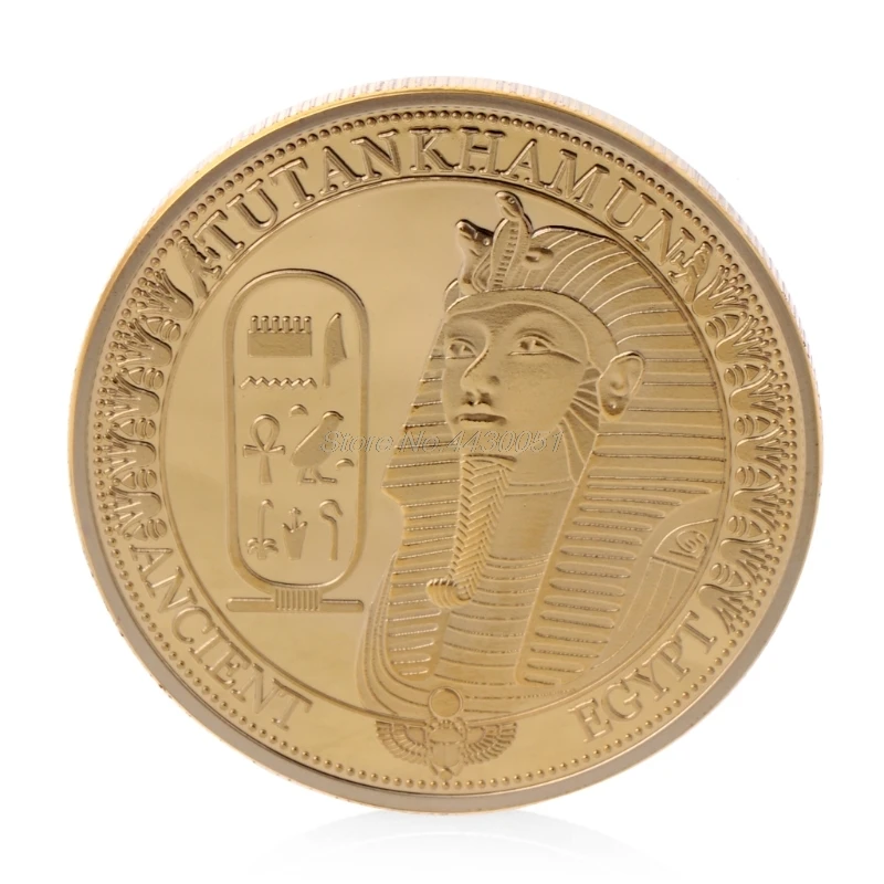 

Gold Plated Ancient Tutankhamun Commemorative Challenge Coin Collection Souvenir