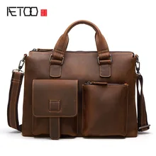 AETOO кожаная мужская сумка-мессенджер Новая повседневная Ретро Мужская сумка-мессенджер брезент винтажная посылка