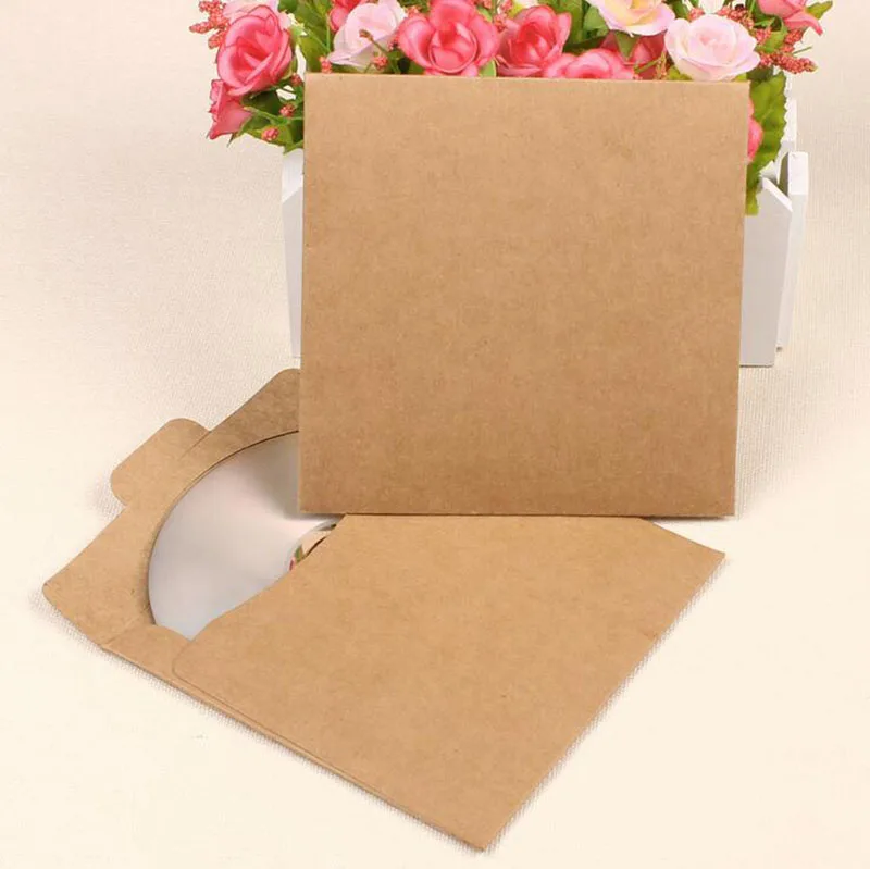 12.5*12.5cm Kraft Paper CD Sleeve Discs DVD Packaging Bag Box Retail CD Case Cover Holder