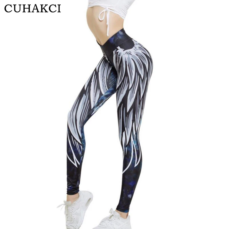 

CUHAKCI 3D Printed Angel Wing Print Leggings Women Push Up Legging Sexy Cartoon Graffiti Fitness Funny Sporting Leggins S M L XL