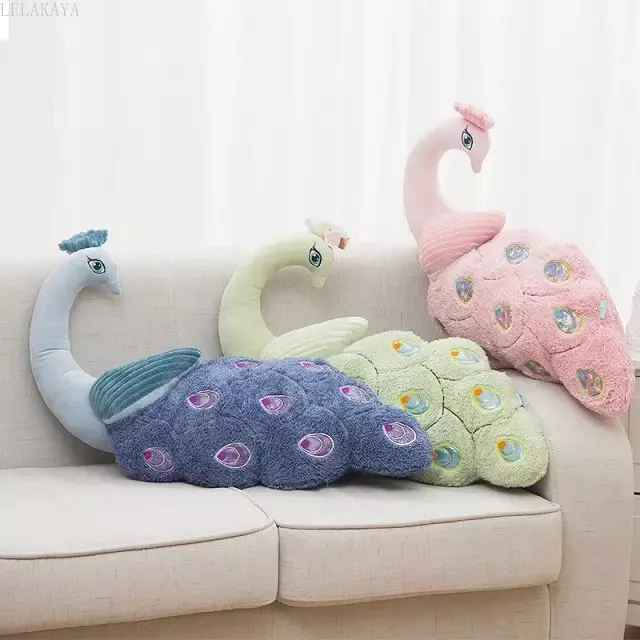 

Plush Peahen Animals Soft Stuffed Cartoon Peacock Shape Creative Decoration Sofa Decoration Baby Learning Sit Pillow Present Toy