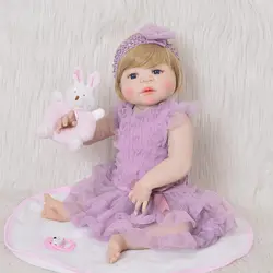 23 дюймов Boneca bebes reborn полный силиконовый винил Reborn baby Girl куклы 57 см настоящие bebe Новорожденные куклы детские игрушки куклы Подарки