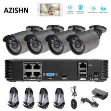 FULL HD 4CH CCTV система PoE 4CH 1080P NVR+ 4 шт 1080P наружная металлическая PoE IP камера onvif камера видеонаблюдения система безопасности