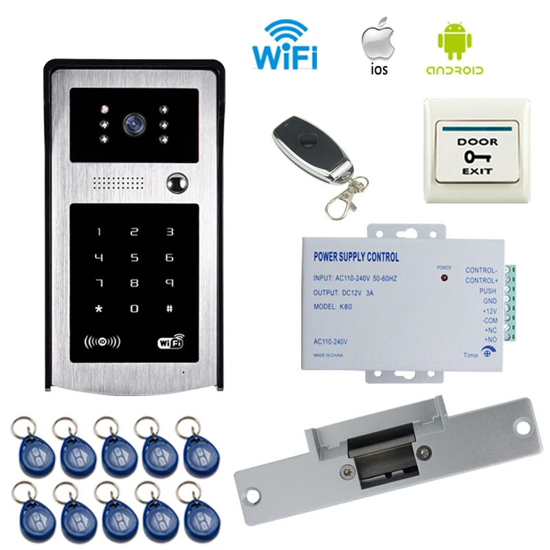 

JERUAN new Wifi Video Door Phone Doorbell and Phone telecontrol Talkback/RFID/Code/remote control/Unlock Free Shipping
